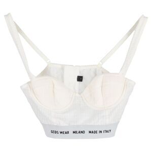 GCDS Printed Bustier Top in Cream Cotton